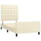 vidaXL Estructura de cama con cabecero cuero sintético crema 90x200 cm