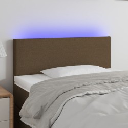vidaXL Cabecero con LED de tela marrón oscuro 90x5x78/88 cm