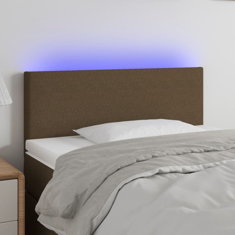 vidaXL Cabecero con LED de tela marrón oscuro 90x5x78/88 cm