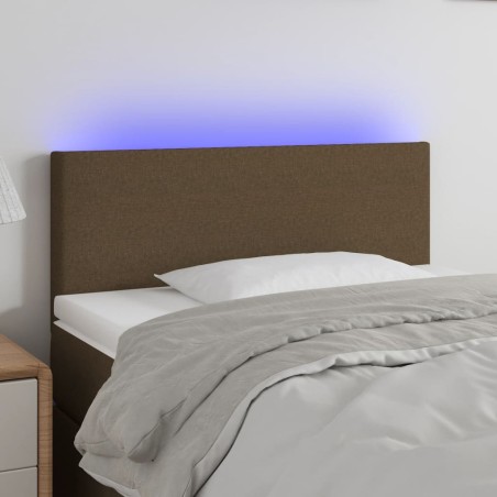 vidaXL Cabecero con LED de tela marrón oscuro 90x5x78/88 cm
