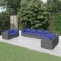 vidaXL Set de muebles de jardín 8 pzas y cojines ratán sintético gris vidaXL Set de muebles de jardín 8 pzas y cojines ratán sintético gris