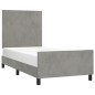 vidaXL Estructura de cama con cabecero terciopelo gris claro 100x200cm vidaXL Estructura de cama con cabecero terciopelo gris claro 100x200cm
