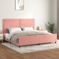 vidaXL Estructura de cama con cabecero de terciopelo rosa 200x200 cm vidaXL Estructura de cama con cabecero de terciopelo rosa 200x200 cm