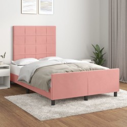 vidaXL Estructura de cama con cabecero de terciopelo rosa 120x200 cm