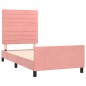 vidaXL Estructura de cama con cabecero de terciopelo rosa 90x200 cm vidaXL Estructura de cama con cabecero de terciopelo rosa 90x200 cm