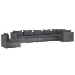 vidaXL Set de muebles de jardín 7 pzas y cojines ratán sintético gris