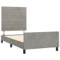 vidaXL Estructura de cama con cabecero terciopelo gris claro 100x200cm vidaXL Estructura de cama con cabecero terciopelo gris claro 100x200cm