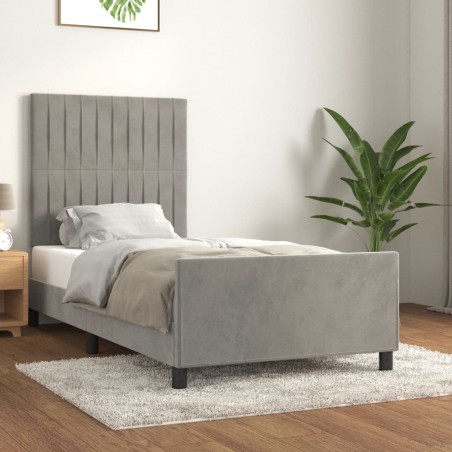 vidaXL Estructura de cama con cabecero terciopelo gris claro 100x200cm