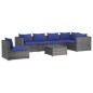 vidaXL Set de sofás de jardín 7 piezas y cojines ratán sintético gris vidaXL Set de sofás de jardín 7 piezas y cojines ratán sintético gris