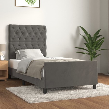vidaXL Estructura de cama con cabecero terciopelo gris oscuro 80x200cm