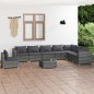 vidaXL Set de muebles de jardín 9 pzas y cojines ratán sintético gris vidaXL Set de muebles de jardín 9 pzas y cojines ratán sintético gris