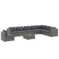 vidaXL Set de muebles de jardín 9 pzas y cojines ratán sintético gris vidaXL Set de muebles de jardín 9 pzas y cojines ratán sintético gris