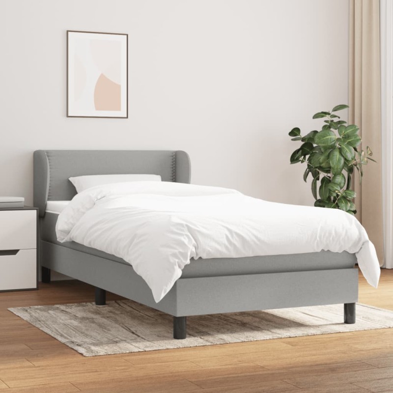 vidaXL Cama box spring con colchón tela gris claro 90x200 cm vidaXL Cama box spring con colchón tela gris claro 90x200 cm