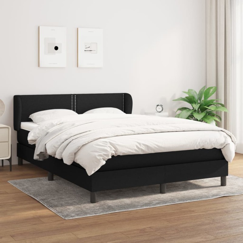 vidaXL Cama box spring con colchón tela negro 140x200 cm vidaXL Cama box spring con colchón tela negro 140x200 cm