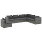 vidaXL Set de muebles de jardín 7 pzas y cojines ratán sintético gris