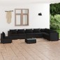 vidaXL Set de muebles de jardín 9 pzas y cojines ratán sintético negro