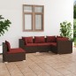 vidaXL Set sofás de jardín 5 piezas y cojines ratán sintético marrón vidaXL Set sofás de jardín 5 piezas y cojines ratán sintético marrón