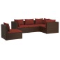 vidaXL Set sofás de jardín 5 piezas y cojines ratán sintético marrón vidaXL Set sofás de jardín 5 piezas y cojines ratán sintético marrón