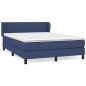 vidaXL Cama box spring con colchón tela azul 140x190 cm