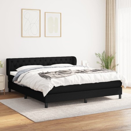 vidaXL Cama box spring con colchón tela negro 160x200 cm