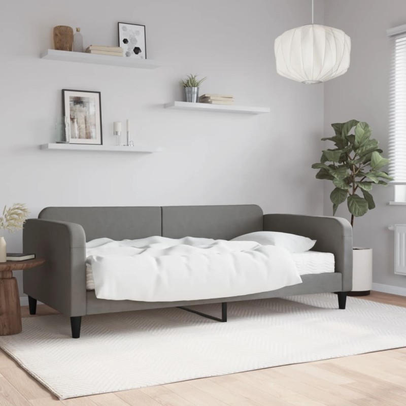 vidaXL Sofá cama con colchón tela gris oscuro 100x200 cm vidaXL Sofá cama con colchón tela gris oscuro 100x200 cm