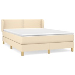 vidaXL Cama box spring con colchón tela color crema 140x200 cm