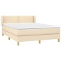 vidaXL Cama box spring con colchón tela color crema 140x200 cm