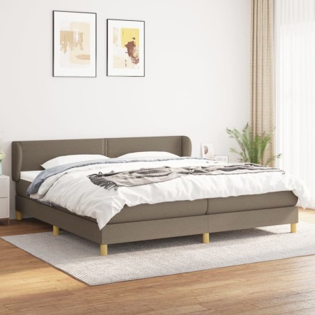vidaXL Cama box spring con colchón tela gris taupe 200x200 cm
