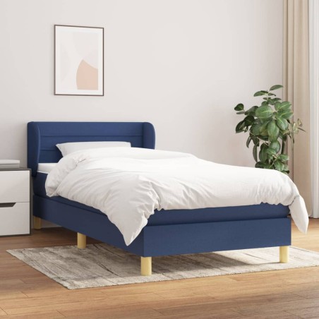 vidaXL Cama box spring con colchón tela azul 80x200 cm