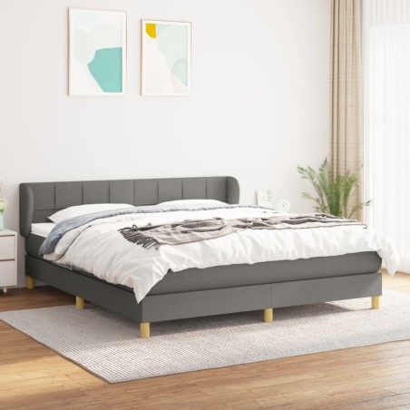 vidaXL Cama box spring con colchón tela gris oscuro 180x200 cm