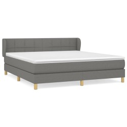 vidaXL Cama box spring con colchón tela gris oscuro 180x200 cm