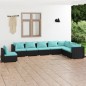 vidaXL Set de muebles de jardín 8 pzas y cojines ratán sintético negro vidaXL Set de muebles de jardín 8 pzas y cojines ratán sintético negro