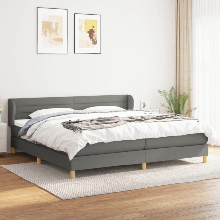 vidaXL Cama box spring con colchón tela gris oscuro 200x200 cm