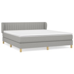vidaXL Cama box spring con colchón tela gris claro 160x200 cm
