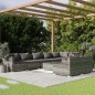 vidaXL Set de muebles de jardín 9 pzas y cojines ratán sintético gris