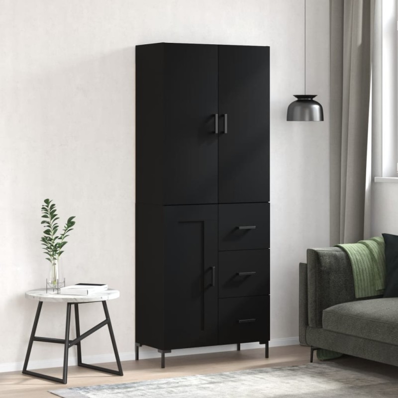 vidaXL Aparador alto madera contrachapada negro 69,5x34x180 cm vidaXL Aparador alto madera contrachapada negro 69,5x34x180 cm