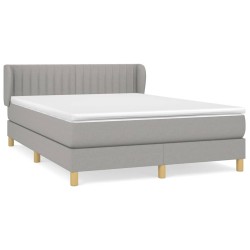 vidaXL Cama box spring con colchón tela gris claro 140x200 cm