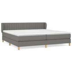 vidaXL Cama box spring con colchón tela gris oscuro 200x200 cm