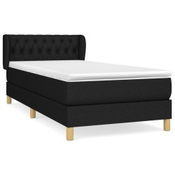 vidaXL Cama box spring con colchón tela negro 90x190 cm