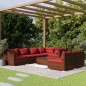 vidaXL Set sofás de jardín 8 piezas y cojines ratán sintético marrón vidaXL Set sofás de jardín 8 piezas y cojines ratán sintético marrón