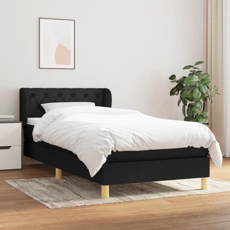 vidaXL Cama box spring con colchón tela negro 80x200 cm vidaXL Cama box spring con colchón tela negro 80x200 cm