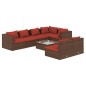 vidaXL Set sofás de jardín 8 piezas y cojines ratán sintético marrón vidaXL Set sofás de jardín 8 piezas y cojines ratán sintético marrón