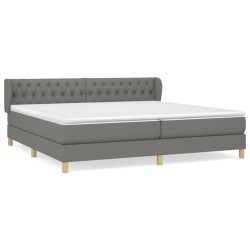 vidaXL Cama box spring con colchón tela gris oscuro 200x200 cm