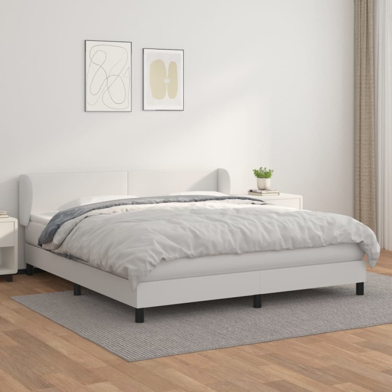 vidaXL Cama box spring con colchón cuero sintético blanco 180x200 cm vidaXL Cama box spring con colchón cuero sintético blanco 180x200 cm