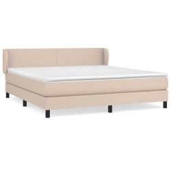 vidaXL Cama box spring con colchón cuero sintético capuchino 180x200cm