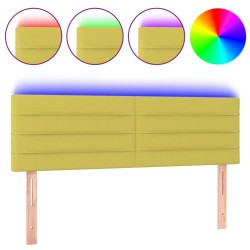 vidaXL Cabecero con LED de tela verde 144x5x78/88 cm