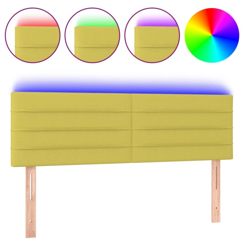vidaXL Cabecero con LED de tela verde 144x5x78/88 cm vidaXL Cabecero con LED de tela verde 144x5x78/88 cm