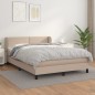 vidaXL Cama box spring con colchón cuero sintético capuchino 140x190cm vidaXL Cama box spring con colchón cuero sintético capuchino 140x190cm