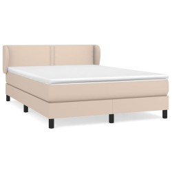vidaXL Cama box spring con colchón cuero sintético capuchino 140x190cm