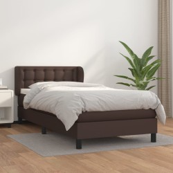 vidaXL Cama box spring con colchón cuero sintético marrón 90x200 cm